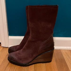 NWT Sorel After Hours Mid Waterproof Suede Zipper Heels Wedges Boots Size 8